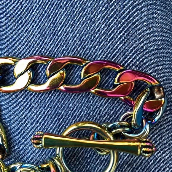 NEW Y2K JUICY COUTURE VINTAGE IRIDESCENT RAINBOW CHARM BRACELET HEART VERY RARE - Picture 8 of 9